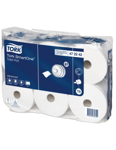 TORK Toiletpapir T8 2-lag 207 m 6 rl Hvid Advanced SmartOne