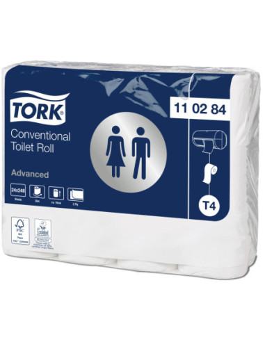 TORK Toiletpapir T4 2-lag 34,7 m 24 rl Hvid Advanced (110284)
