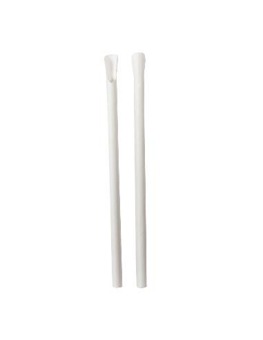 Sugerør med spade/ske Papir 125 stk Ø8x210 mm, Hvid
