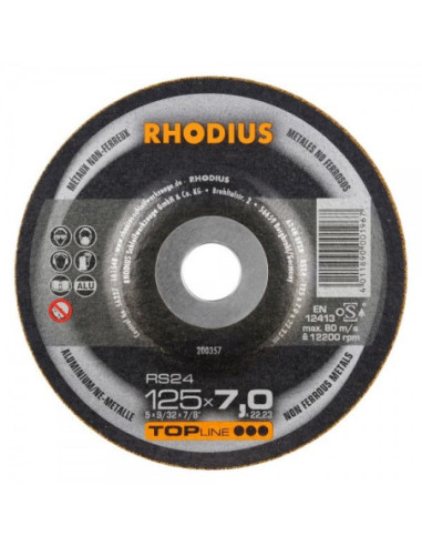 RHODIUS Skrubskive aluminium RS 24 10 stk. Ø180 mm 7,0 x 22,23