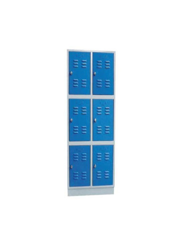 Güde Garderobeskab med 2 kolonner og 6 låger i blå/grå (40667)