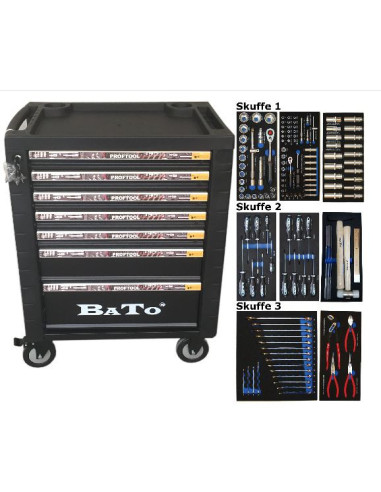 BATO Værktøjsvogn 7 skuffer 132 dele (9107-132)