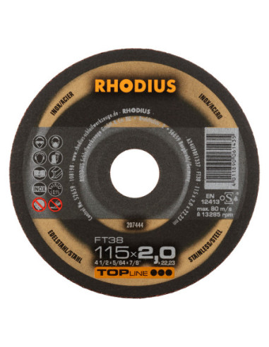 RHODIUS Skæreskiver FT 38 25 stk. 125 x 2,0 x 22,2 mm (206377)