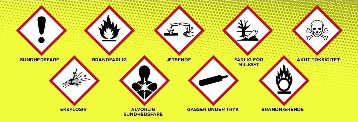 faresymboler på rengøringsmidler